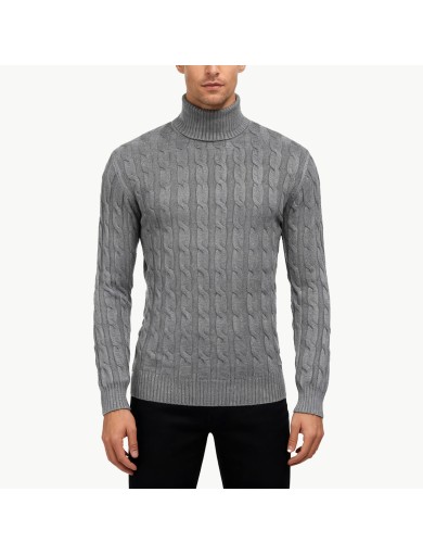 Casual Twisted Knit Turtleneck Sweater