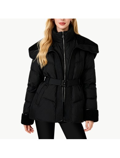 Women's Down Jacket with Large Lapel