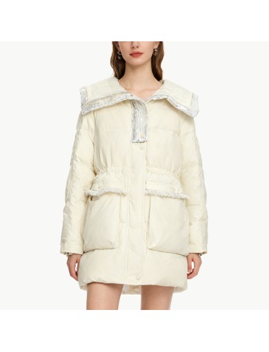 Loose Fitting White Duck Down Jacket
