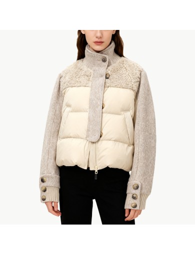 Stand Up Collar Patchwork Short Down Jacket