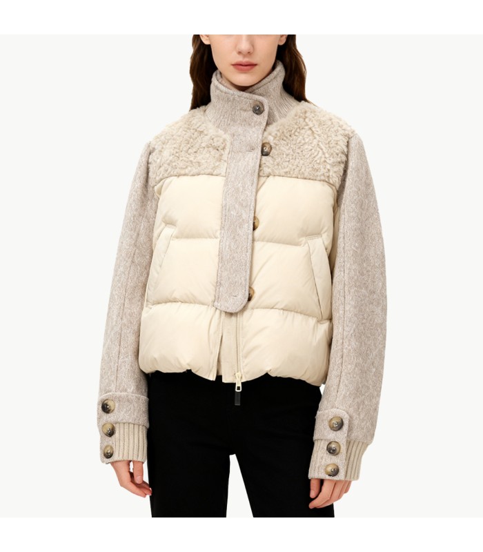 Stand Up Collar Patchwork Short Down Jacket