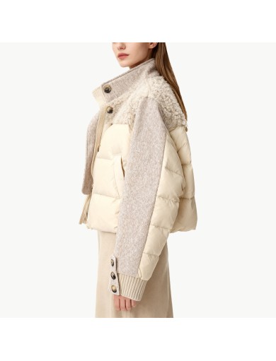 Stand Up Collar Patchwork Short Down Jacket