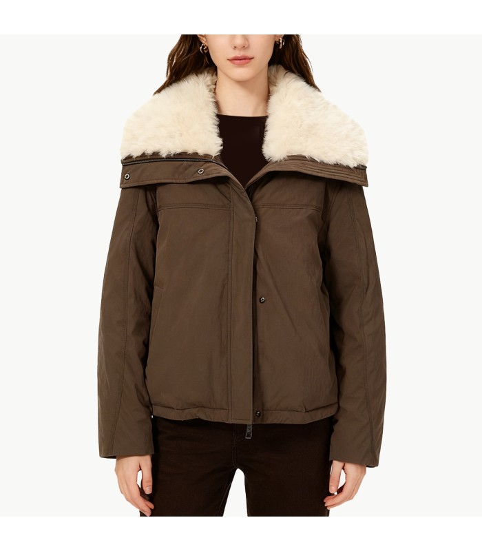 Brown Down Jacket for Commuters