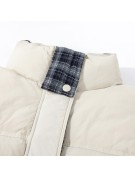 Plaid Patchwork Stand Collar Down Jacket