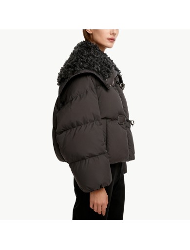 Down Jacket with Lambswool Collar