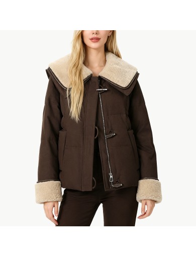 Women's Fleece Lined Down Jacket with Lapel