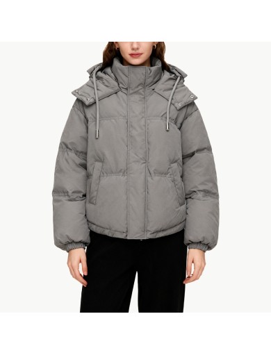 Stand up Collar Hooded Lightweight Down Jacket