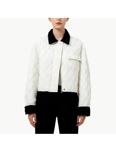 Color Blocked Lapel Down Jacket