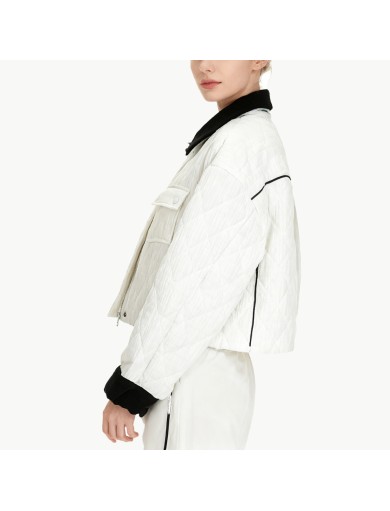 Color Blocked Lapel Down Jacket