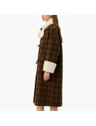 Plaid Fleece Lined Wool Coat