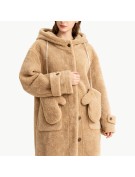 Hooded Mid Length Lambswool Women's Coat
