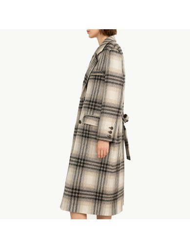 Elegant Plaid Mid Length Wool Coat for Women