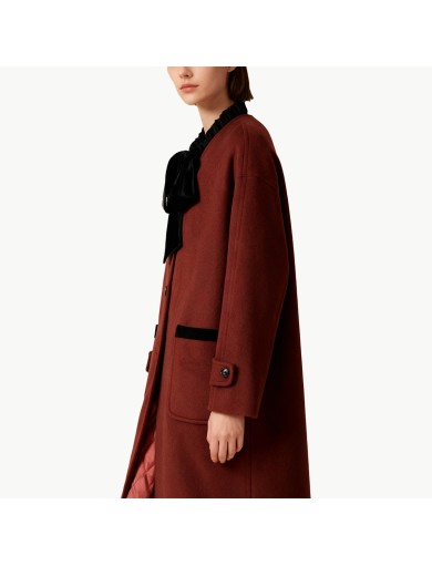 Women's Wool Coat with Bow and Cotton Lining