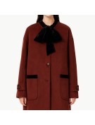 Women's Wool Coat with Bow and Cotton Lining