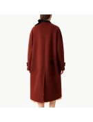Women's Wool Coat with Bow and Cotton Lining