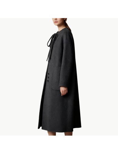 Retro Round Neck Wool Coat