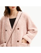 V Neck Thickened Lambswool Coat
