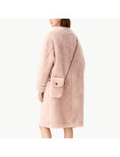 V Neck Thickened Lambswool Coat