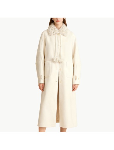 Thickened White Wool Coat for Women