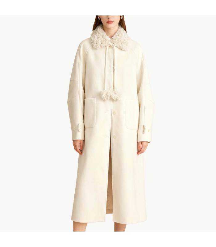 Thickened White Wool Coat for Women