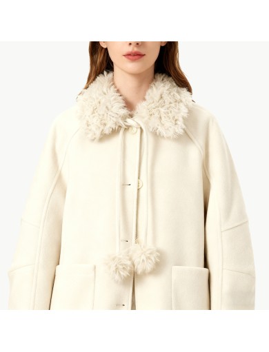 Thickened White Wool Coat for Women