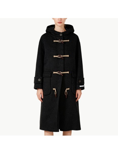 Retro Style Toggle Button Hooded Wool Coat