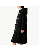 Retro Style Toggle Button Hooded Wool Coat