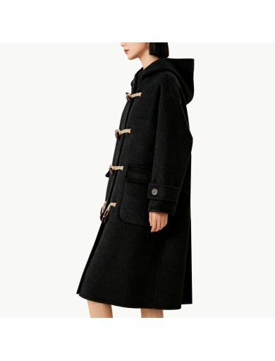 Retro Style Toggle Button Hooded Wool Coat