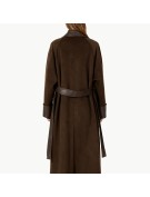 Women's Wool Coat with Leather Trim