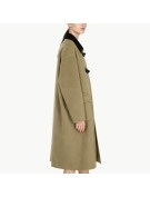 Color blocked Wool Coat with Toggle Buttons