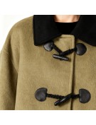 Color blocked Wool Coat with Toggle Buttons