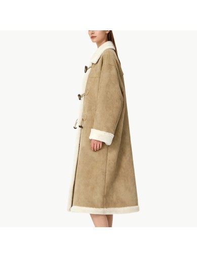 Thick Fleece Lined Wool Coat for Women