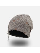 Color Blocked Ripped Knit Hat