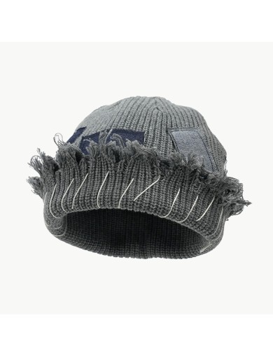 Frayed Edge Knitted Beanie