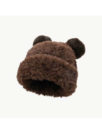 Plush Bear Ear Wool Hat