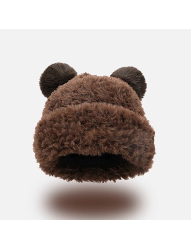Plush Bear Ear Wool Hat